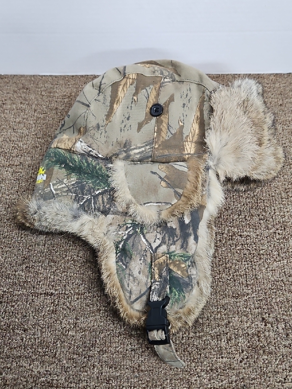 Yukon Tracks Real Tree Camo Alaskan Rabbit Fur Lined Trapper Hat Sz S/M Mens